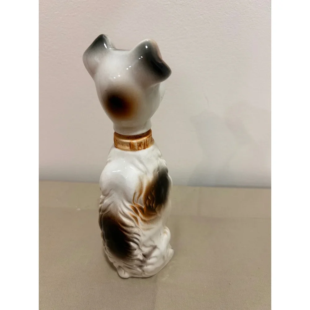 Vintage Japan Ceramic Terrier Dog Decanter Figurine Stopper Hand Painted